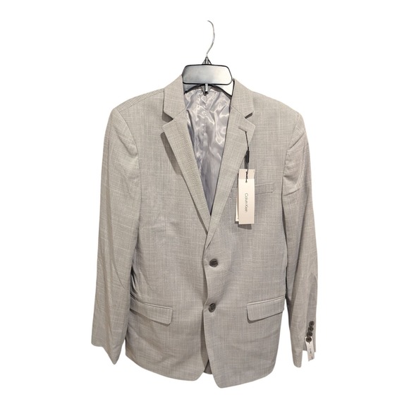 BBC-3 Calvin Klein Boys Dark Grey Suit Jacket Blazer Size 18 Regular Slim Fit - Picture 1 of 5